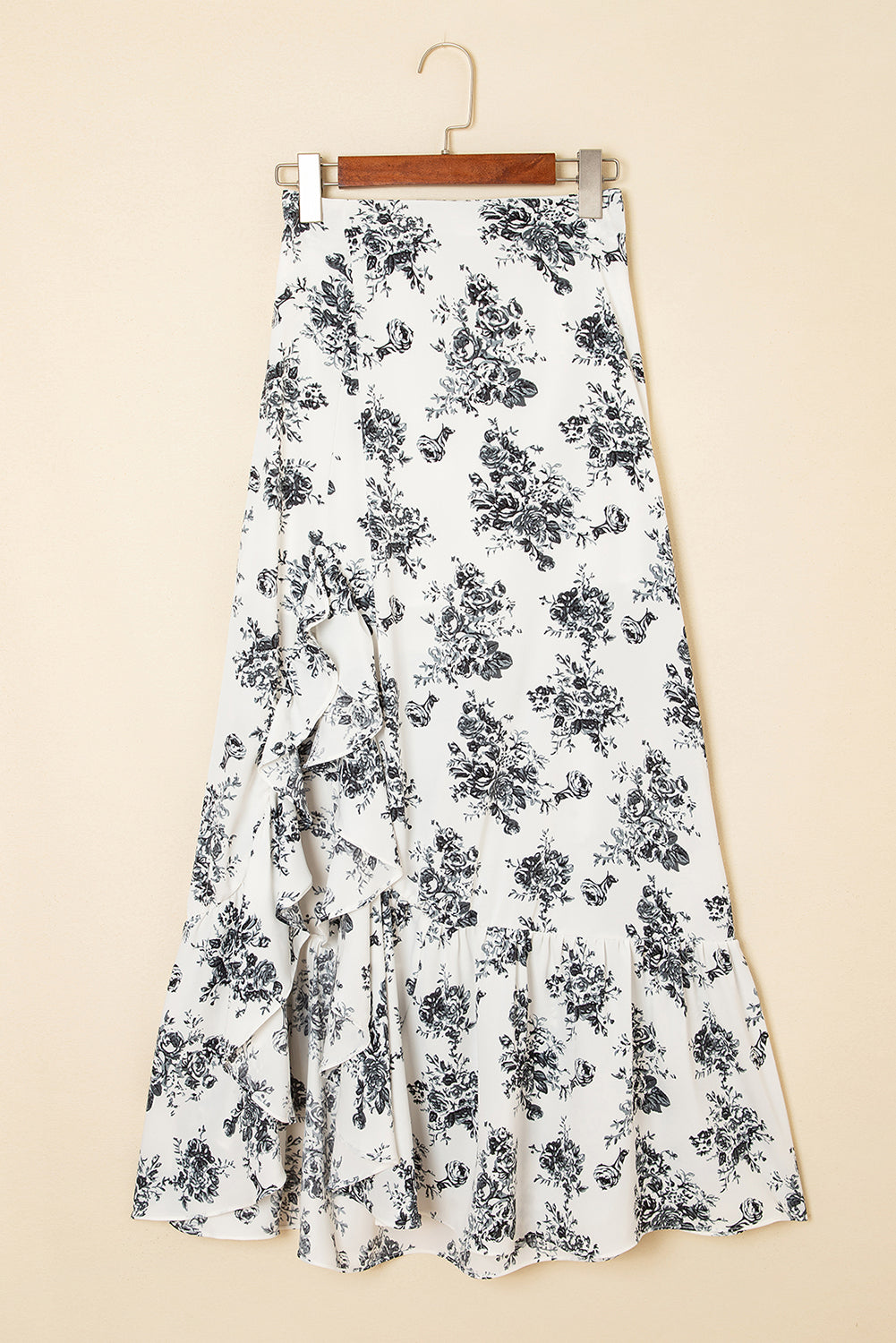Wildflower Waltz Asymmetrical Ruffle Maxi Skirt