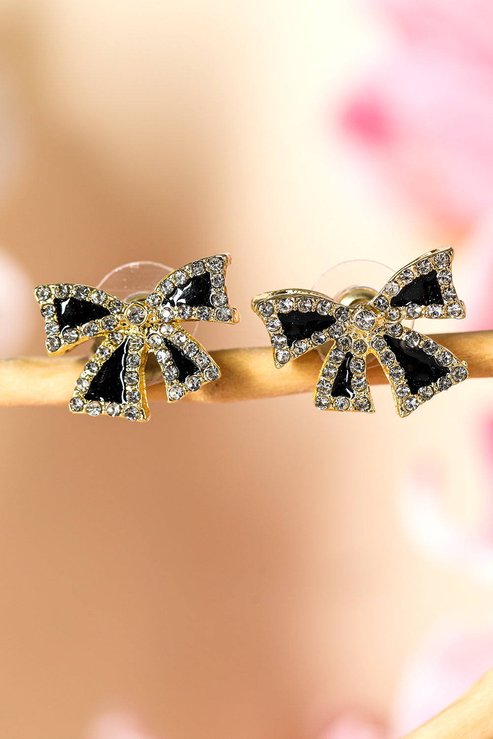 Midnight Sparkle Bow Stud Earrings