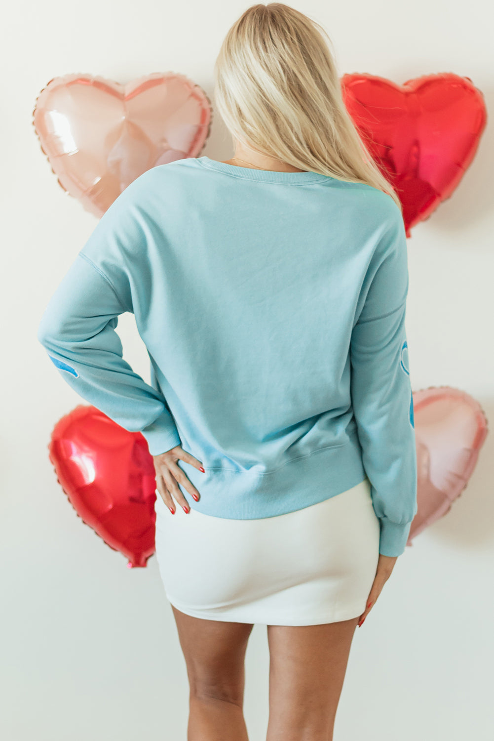 Glitz & Grace Sweatshirt – Apricot Pink Sequin Bow Oversized Pullover