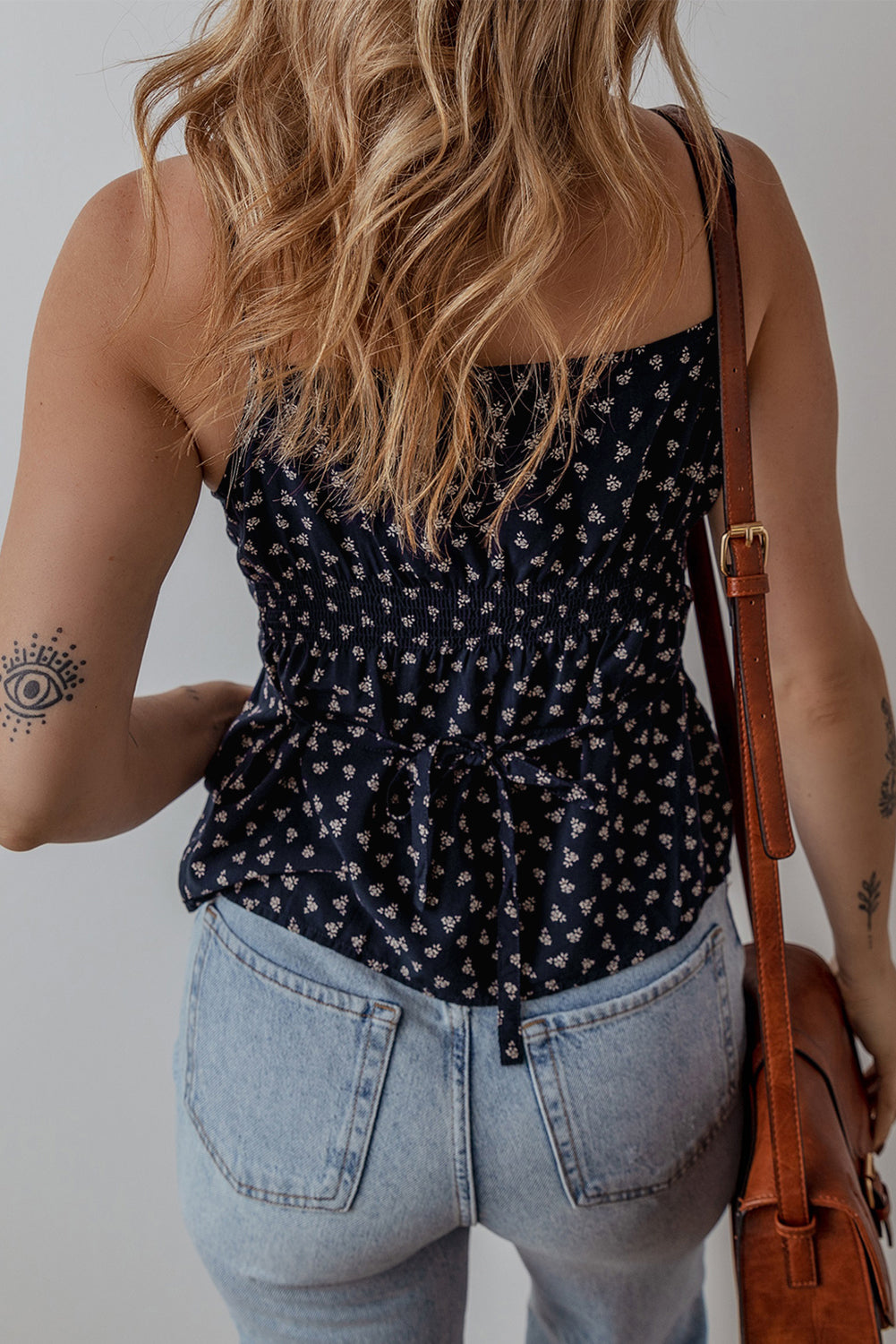Wildflower Blues Floral Button Tank