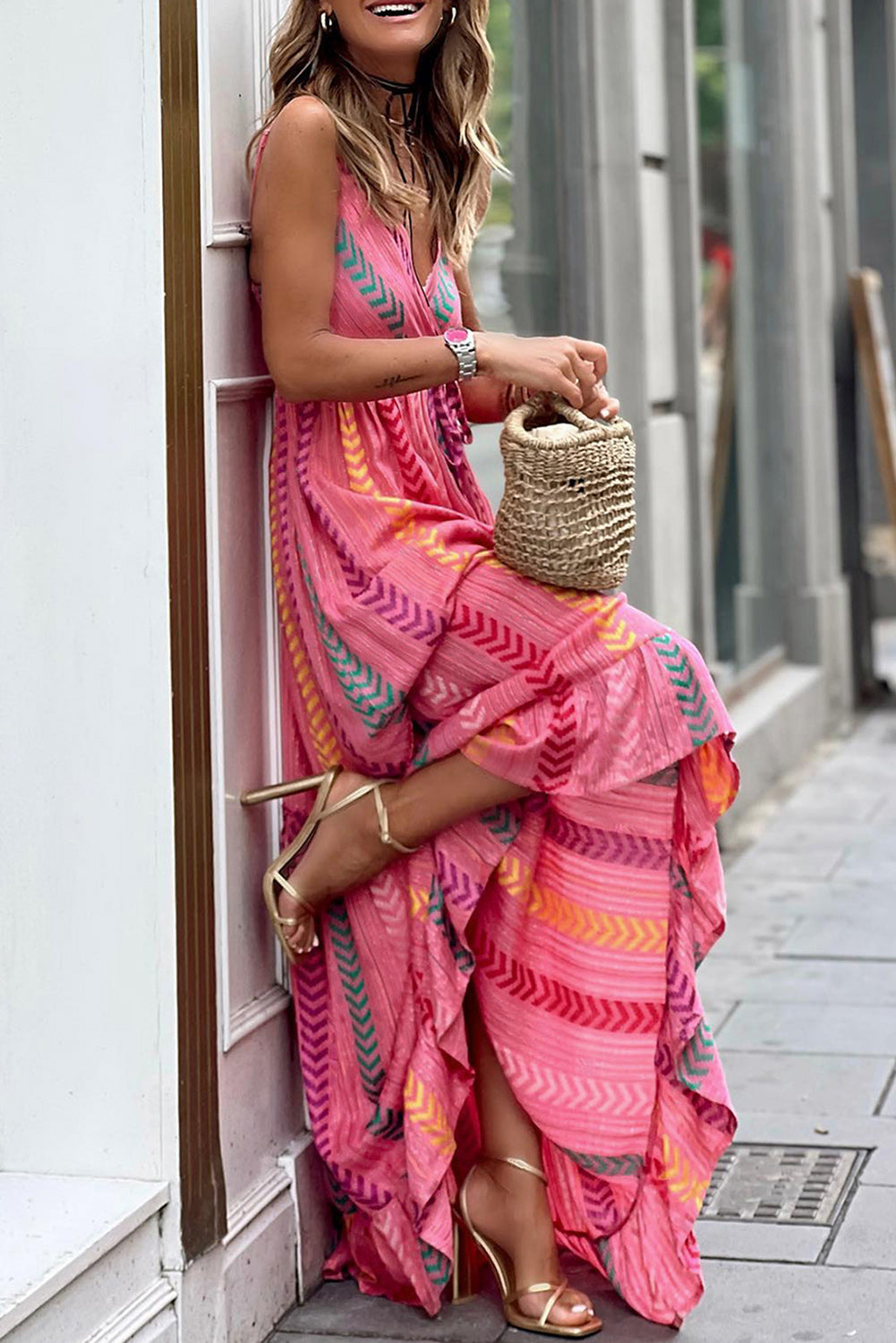 The Blush Desert Dream Wrap Maxi Dress