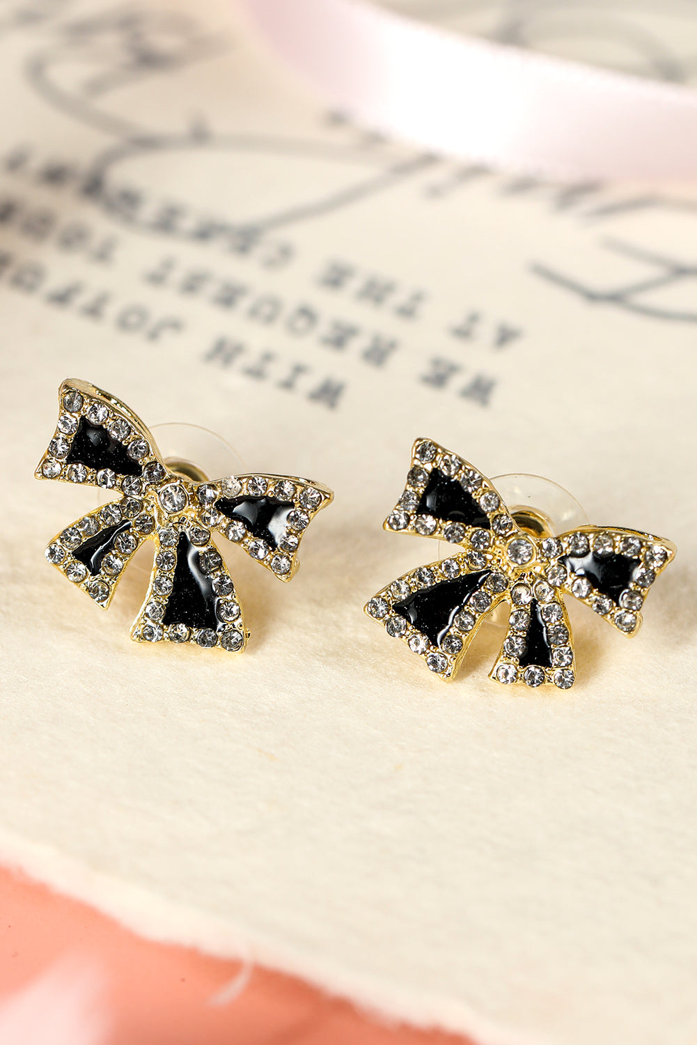 Midnight Sparkle Bow Stud Earrings