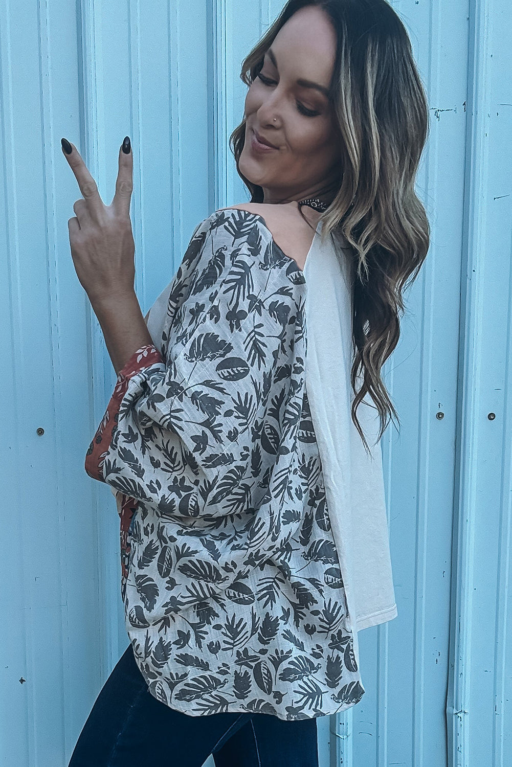 Desert Spirit Patchwork Sleeve Top