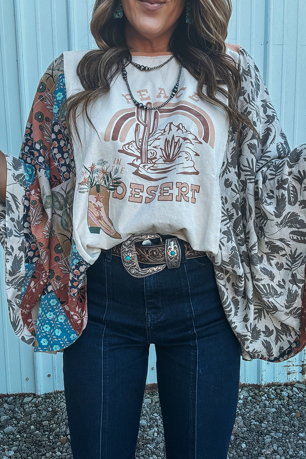 Desert Spirit Patchwork Sleeve Top