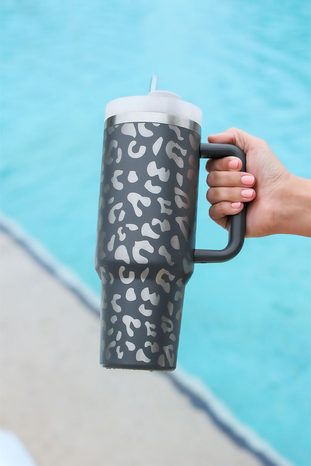 Wild Hydration Tumbler – 40oz Stainless Steel in Gray Leopard