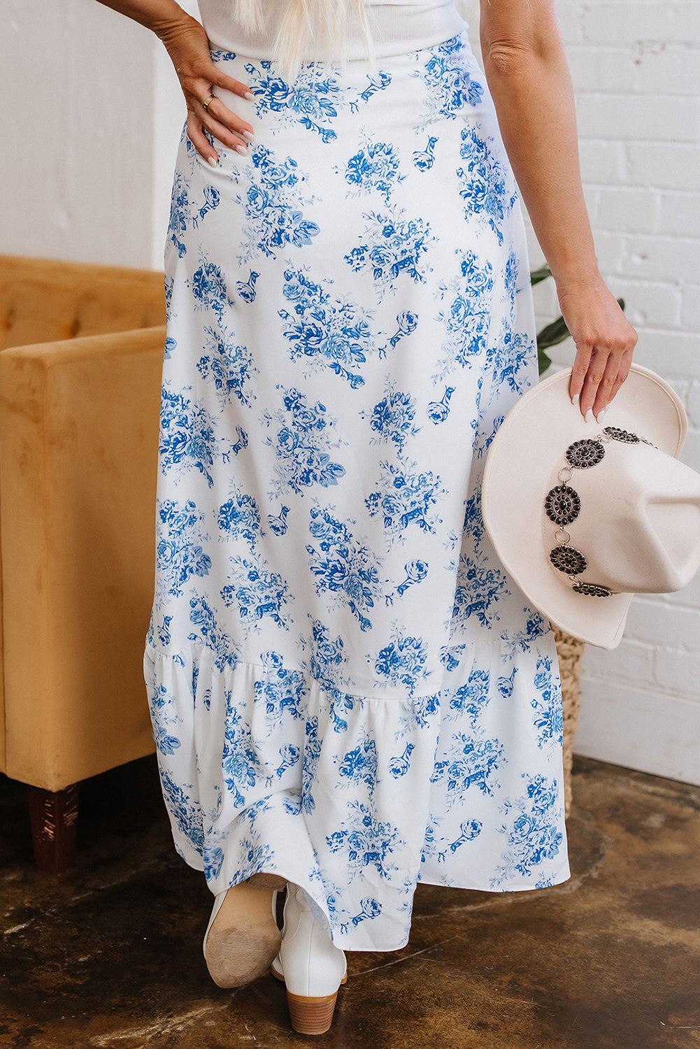 Wildflower Waltz Asymmetrical Ruffle Maxi Skirt