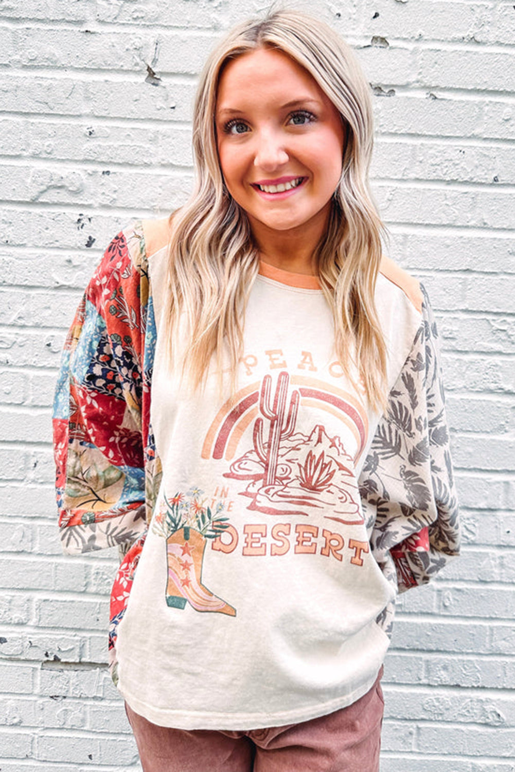 Desert Spirit Patchwork Sleeve Top