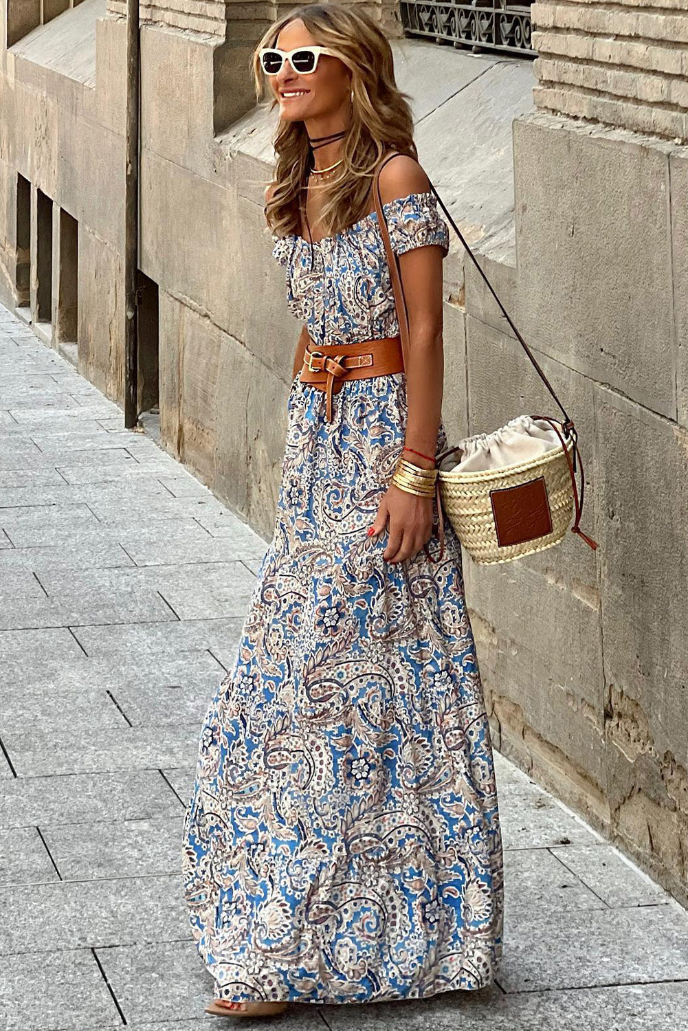 The Boho Breeze Off-Shoulder Maxi Dress