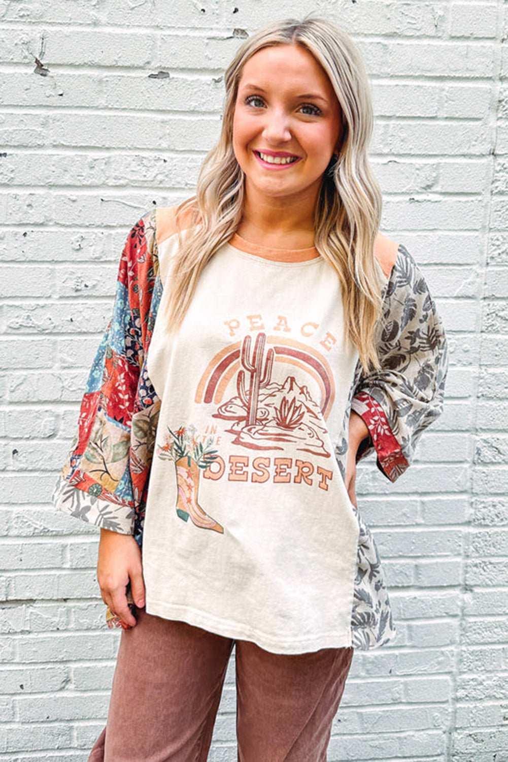 Desert Spirit Patchwork Sleeve Top