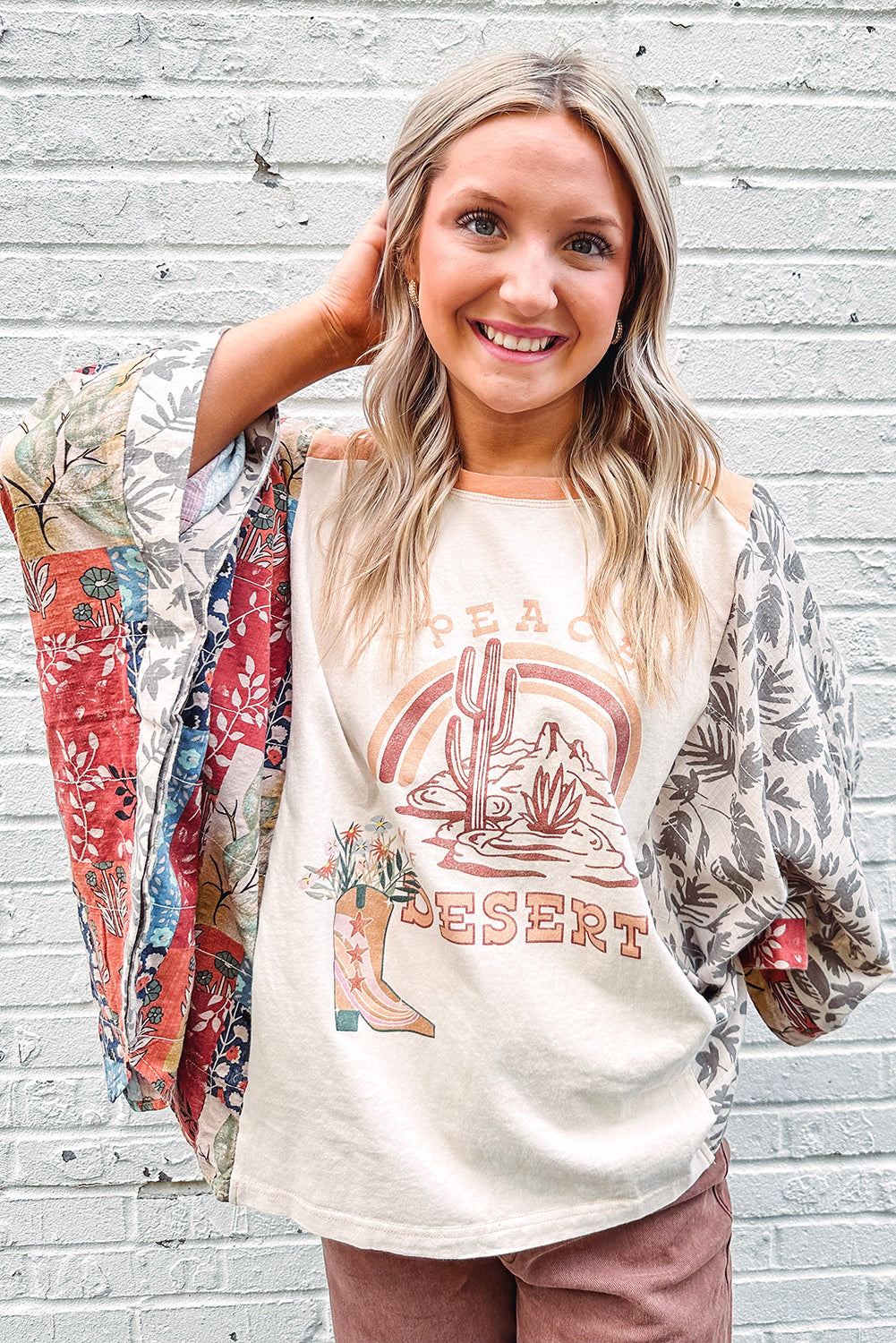 Desert Spirit Patchwork Sleeve Top