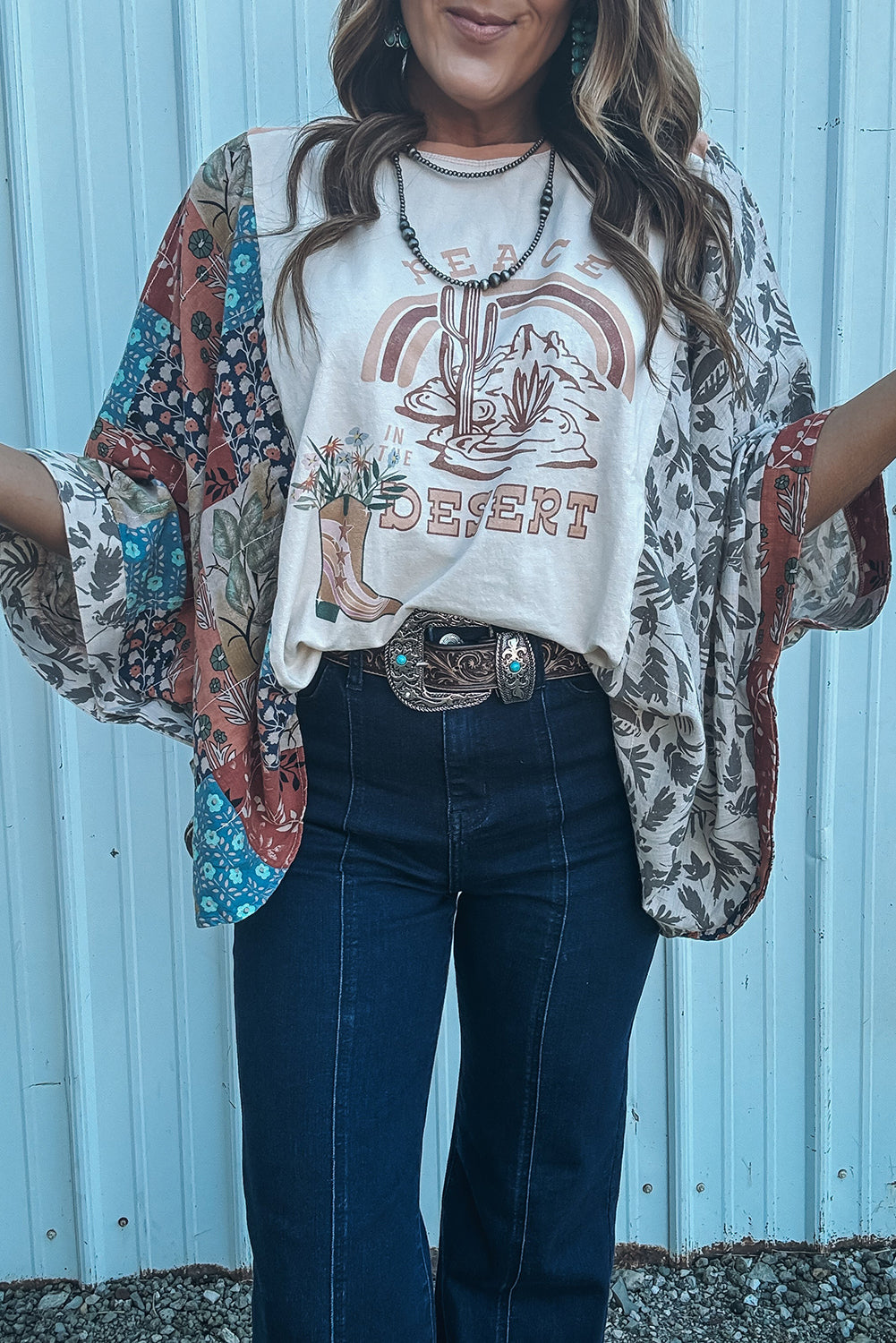Desert Spirit Patchwork Sleeve Top