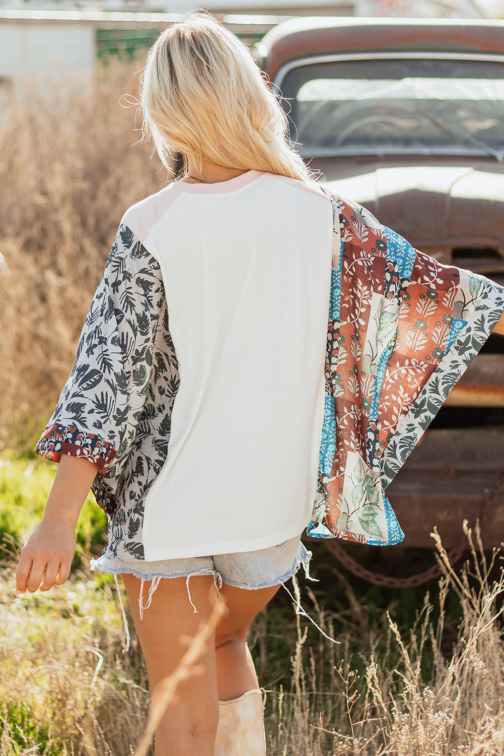 Desert Spirit Patchwork Sleeve Top