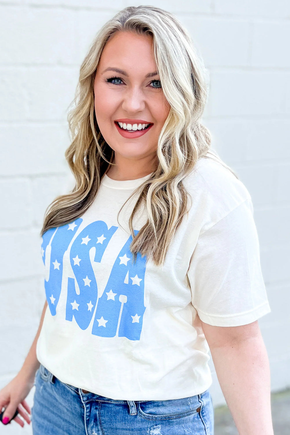 American Rodeo Babe – Sky Blue USA Plus Size Tee