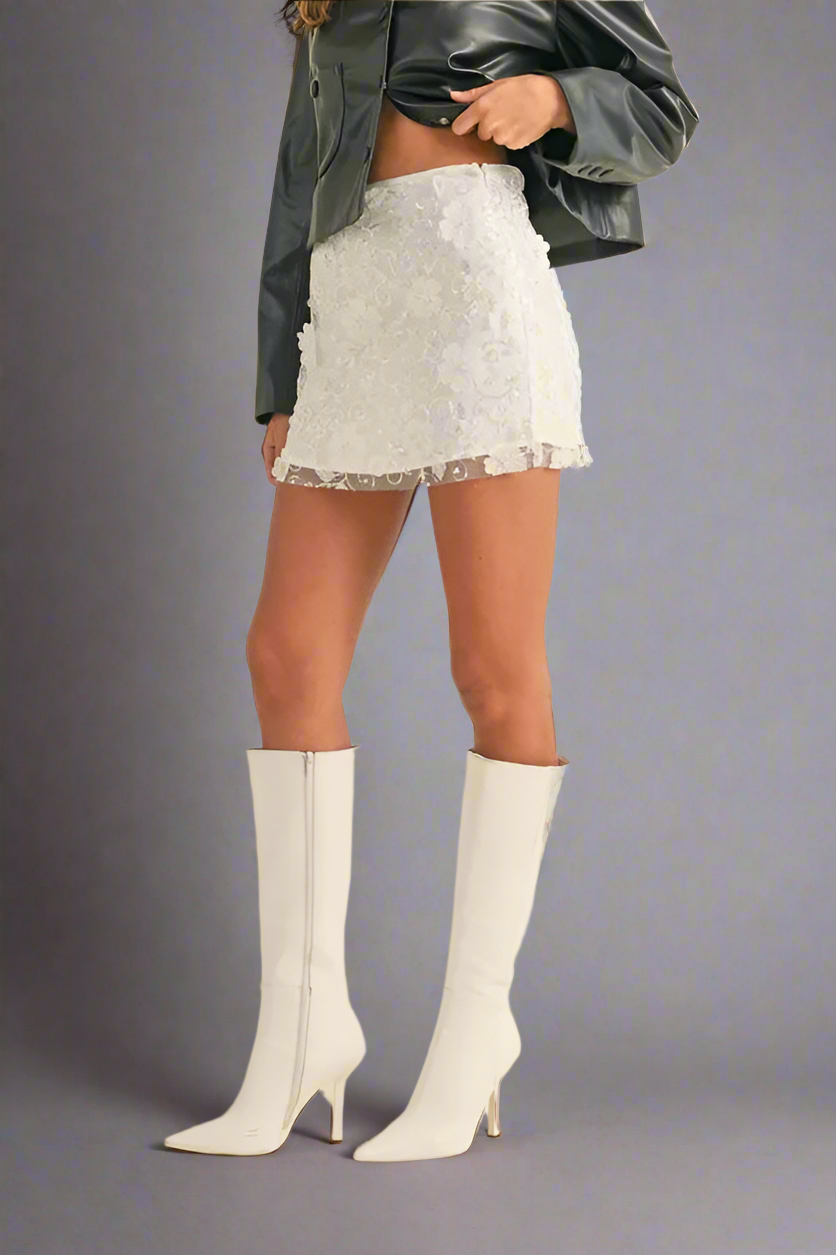 MABLE 3D Floral Embellished Applique Mini Skirt
