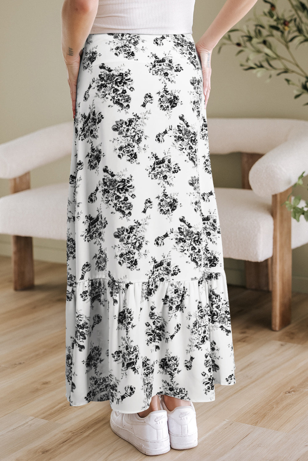 Wildflower Waltz Asymmetrical Ruffle Maxi Skirt