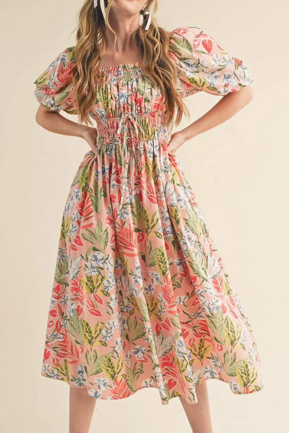 The Apricot Blossom Smocked Maxi Dress