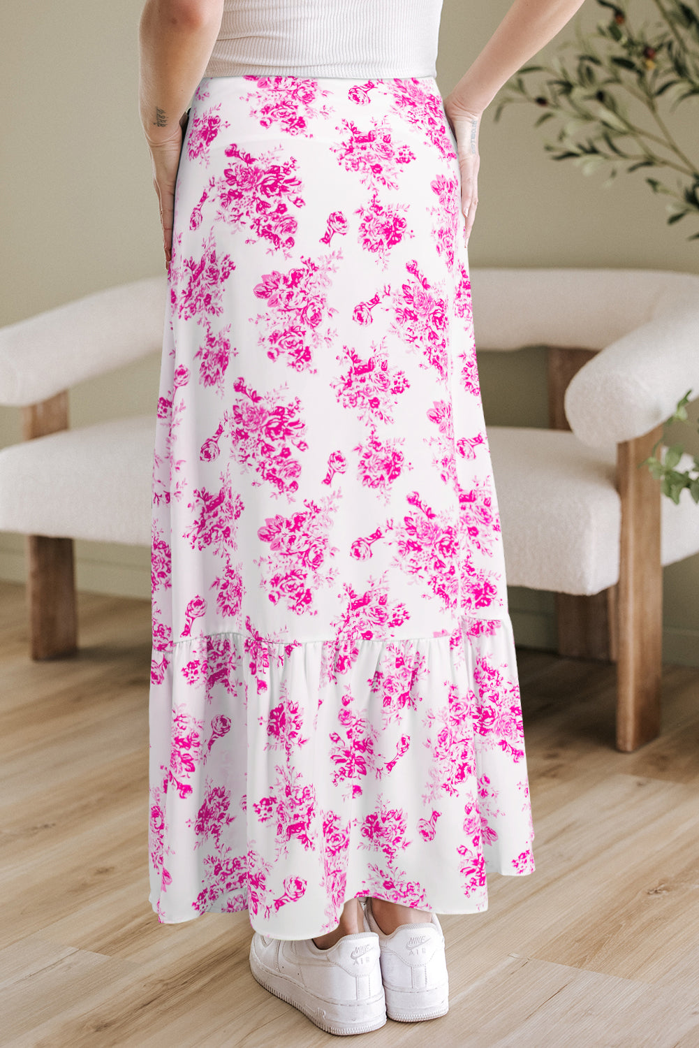 Wildflower Waltz Asymmetrical Ruffle Maxi Skirt