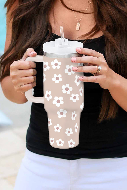 Parchment Bloom Tumbler – 40oz Floral Stainless Steel Cup with Lid & Straw