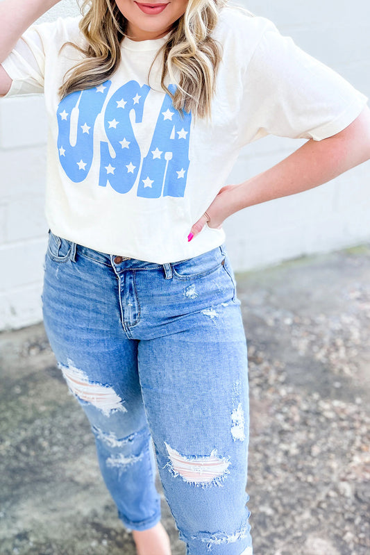 American Rodeo Babe – Sky Blue USA Plus Size Tee