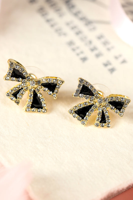 Midnight Sparkle Bow Stud Earrings