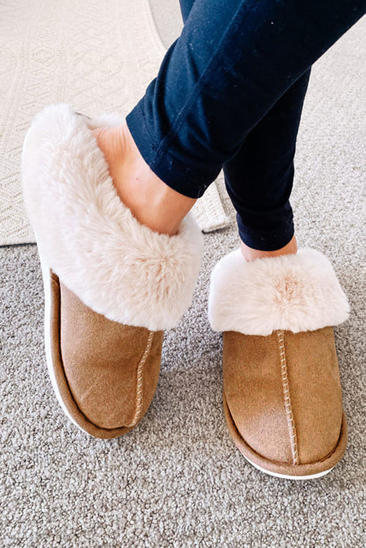 Camel Cloud Plush Suede Slippers