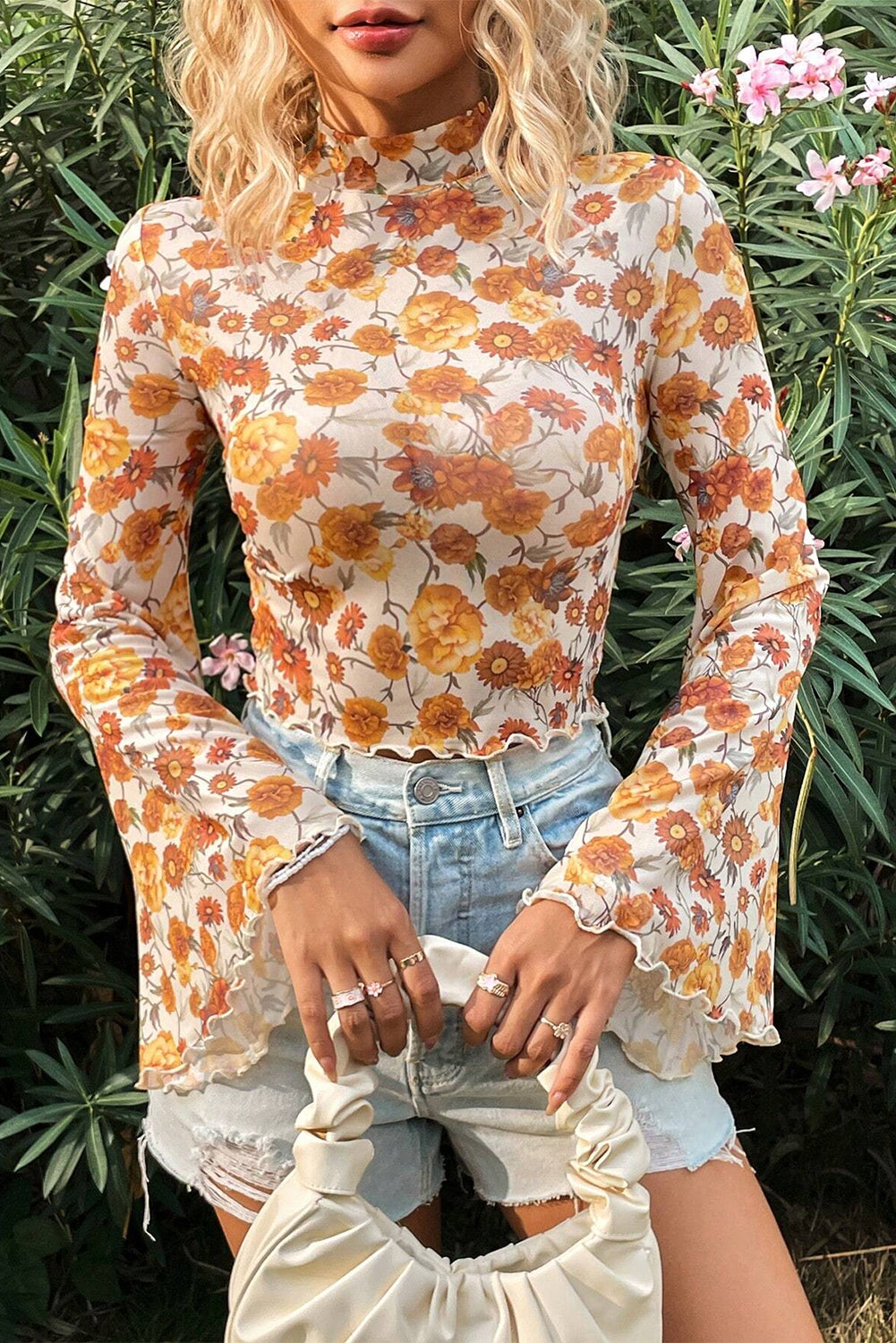 Clementine Bloom Scallop Blouse