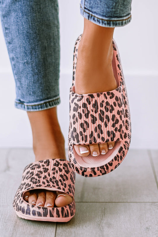 Pink Prowl Thick Sole Leopard Slippers