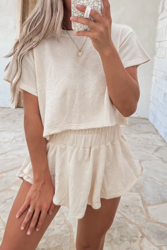 Desert Bloom Cropped Tee & Ruffle Skort Set