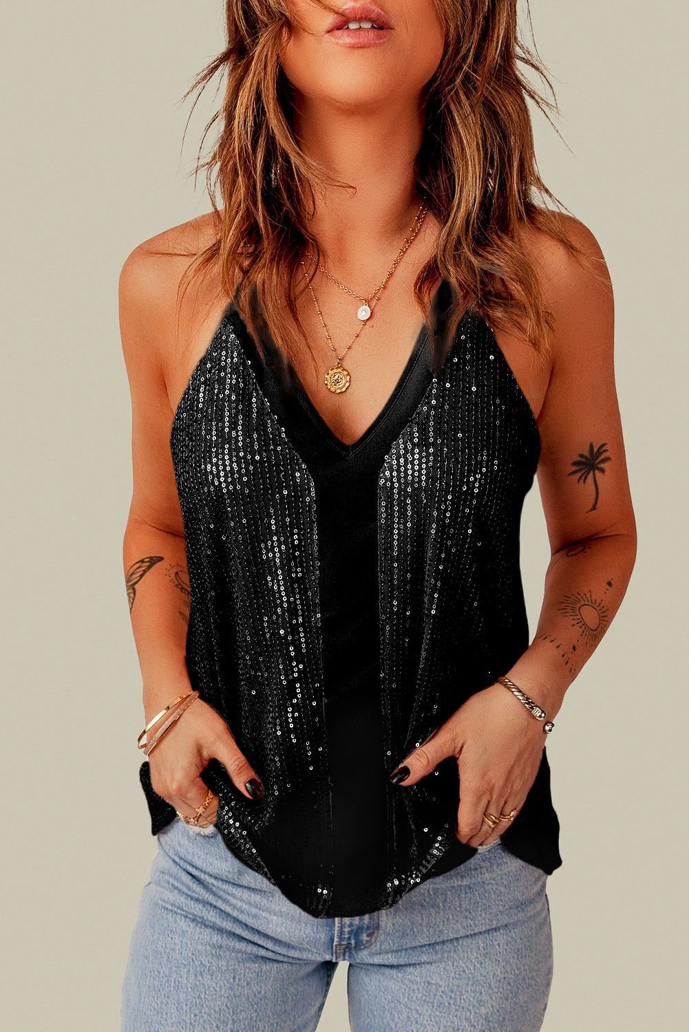 The Midnight Glimmer Sequin Tank