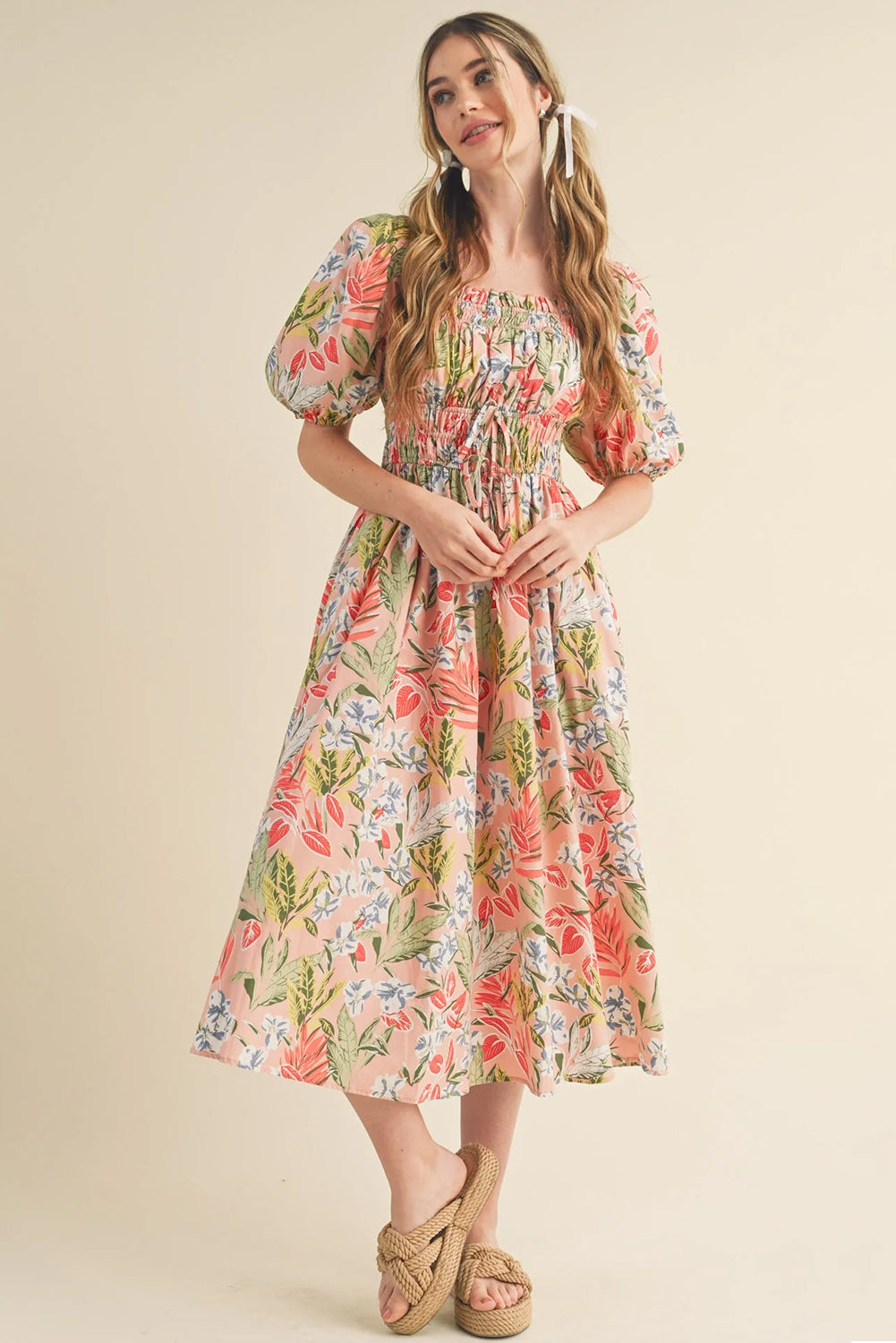The Apricot Blossom Smocked Maxi Dress