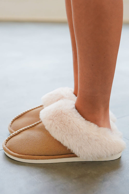 Camel Cloud Plush Suede Slippers