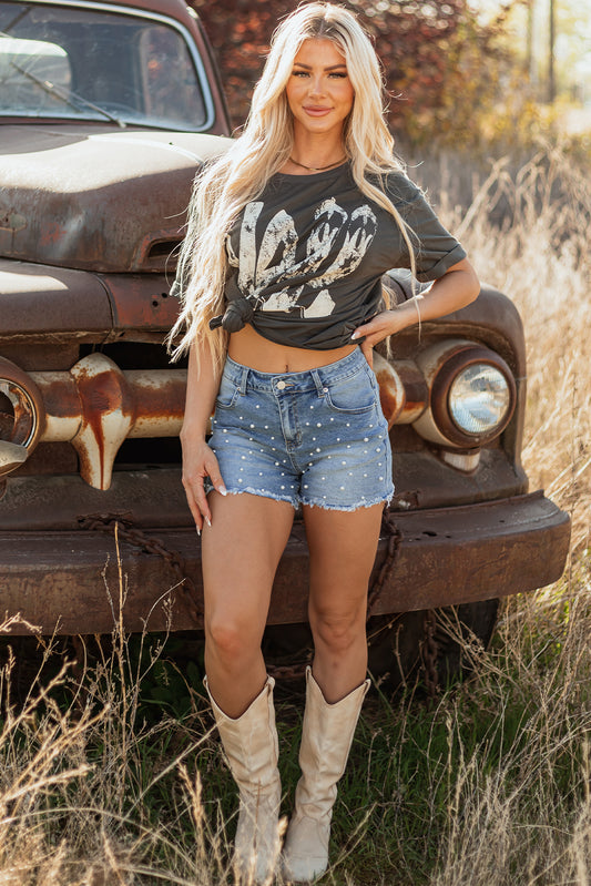 Dusk Dreams Pearl Denim Shorts – Medium Wash