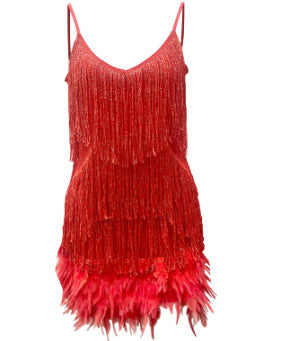 Starlit Dreams Feather Sequin Mini Dress