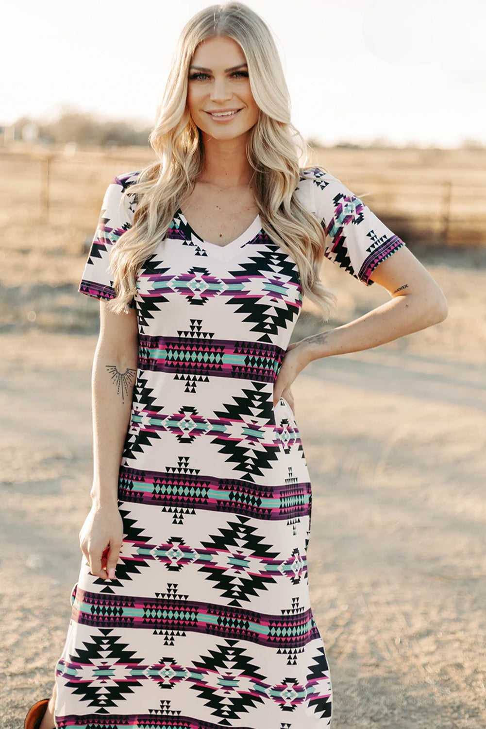 The Desert Dreamer Aztec Tee Dress