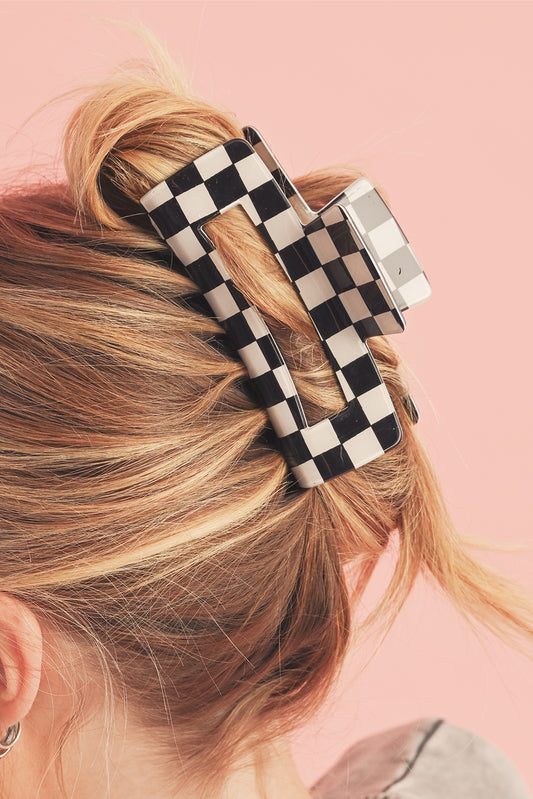 Check Me Out Hair Clip – Black Checkered Hollow Claw Clip