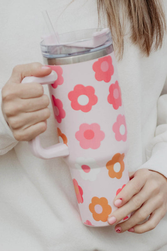 Blossom Bloom Tumbler – 40oz Floral Stainless Steel Cup with Handle