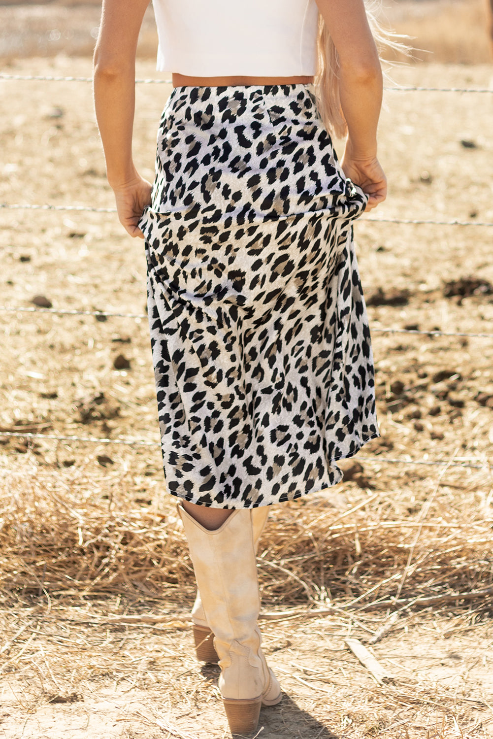 The Wild Muse High Waist Leopard Midi Skirt