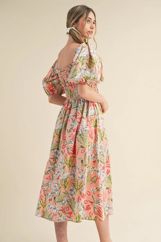 The Apricot Blossom Smocked Maxi Dress