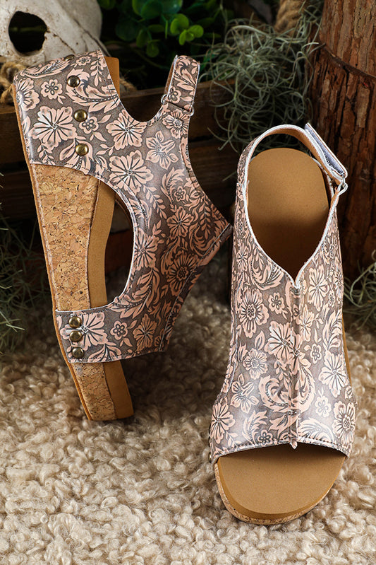 Wild Bloom Rivet Platform Sandals