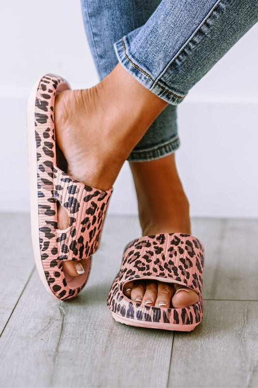 Pink Prowl Thick Sole Leopard Slippers