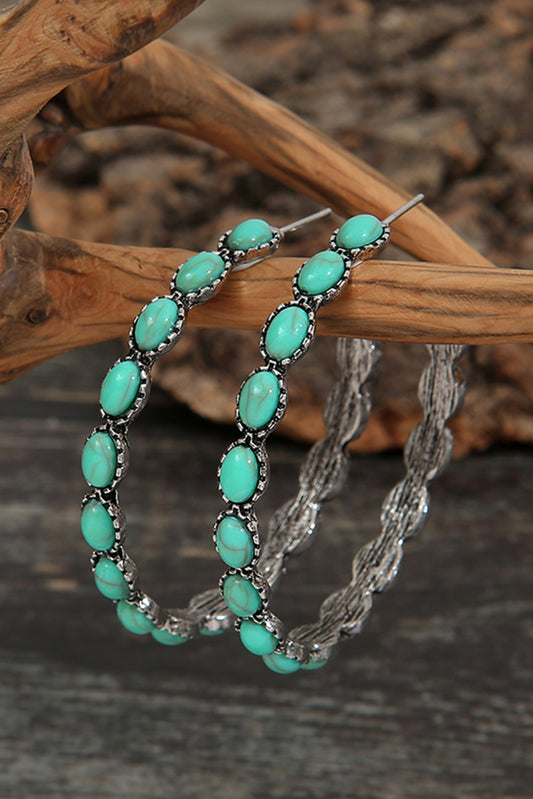 Celeste Glow Retro Gem C-Hoop Earrings – Sky Blue