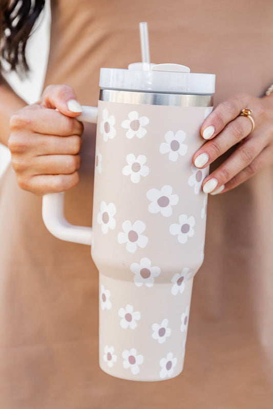 Parchment Bloom Tumbler – 40oz Floral Stainless Steel Cup with Lid & Straw