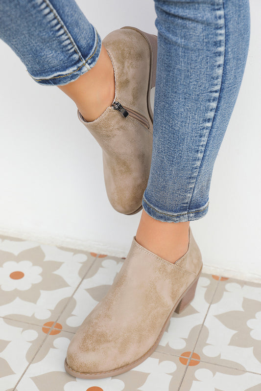 Gray Bloom Tulip Ankle Boots