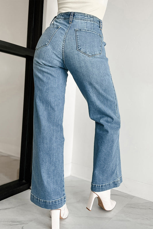 Dusk Blue Daydream Multi-Button Straight Jeans