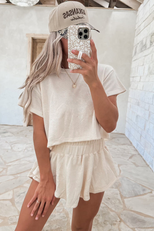 Desert Bloom Cropped Tee & Ruffle Skort Set