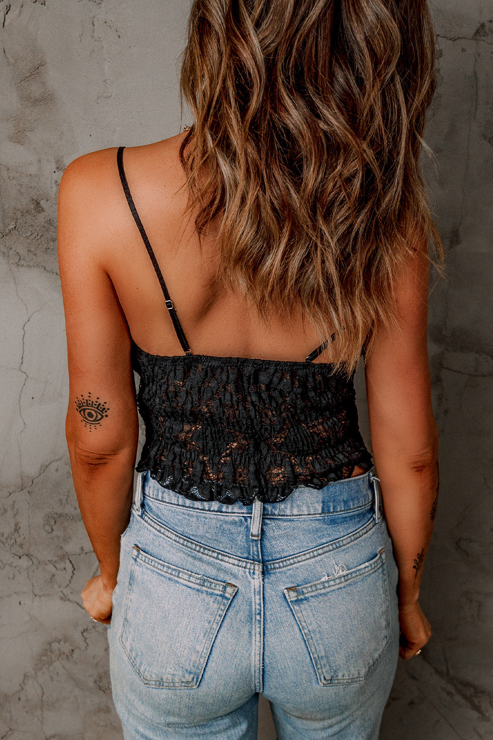 Midnight Lace Bralette – Black Strappy Lace Crop Top