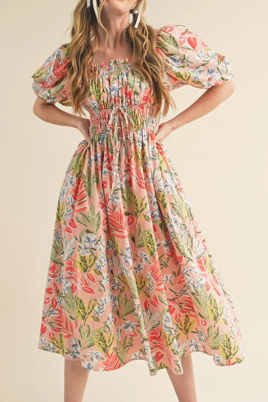 The Apricot Blossom Smocked Maxi Dress