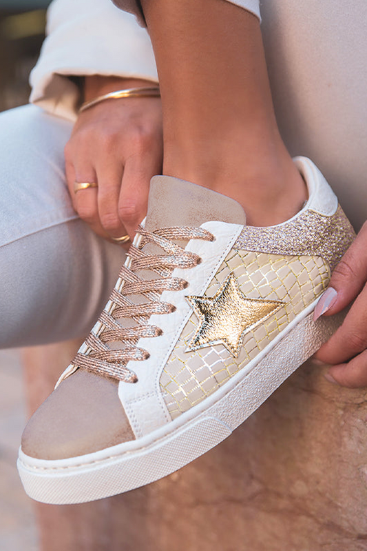 Stardust Sparkle Lace-Up Sneakers – Gold