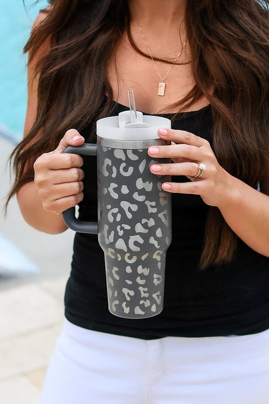 Wild Hydration Tumbler – 40oz Stainless Steel in Gray Leopard